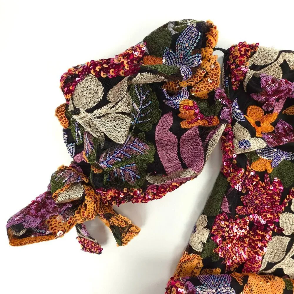 NWT Alamour The Label Flora Sequin Midi Dress Coquette Coconut Resort Maximalist - Picture 6 of 9